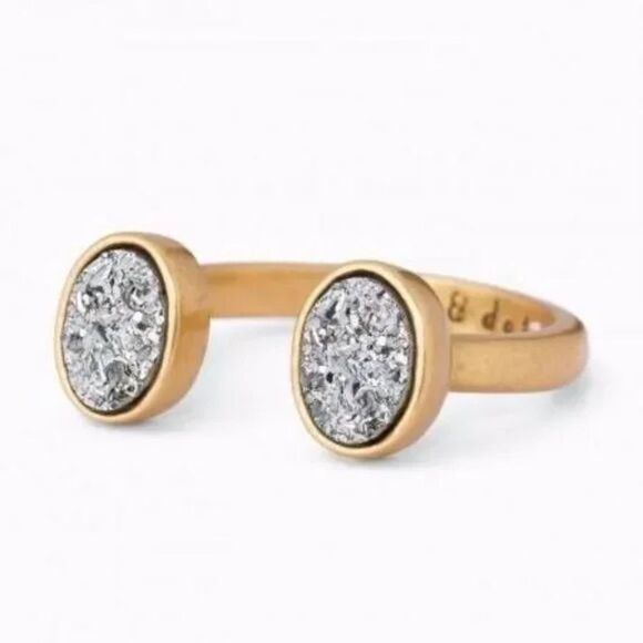 Stella & Dot Druzy Gold Relic Adjustable Ring S-M - Picture 4 of 5